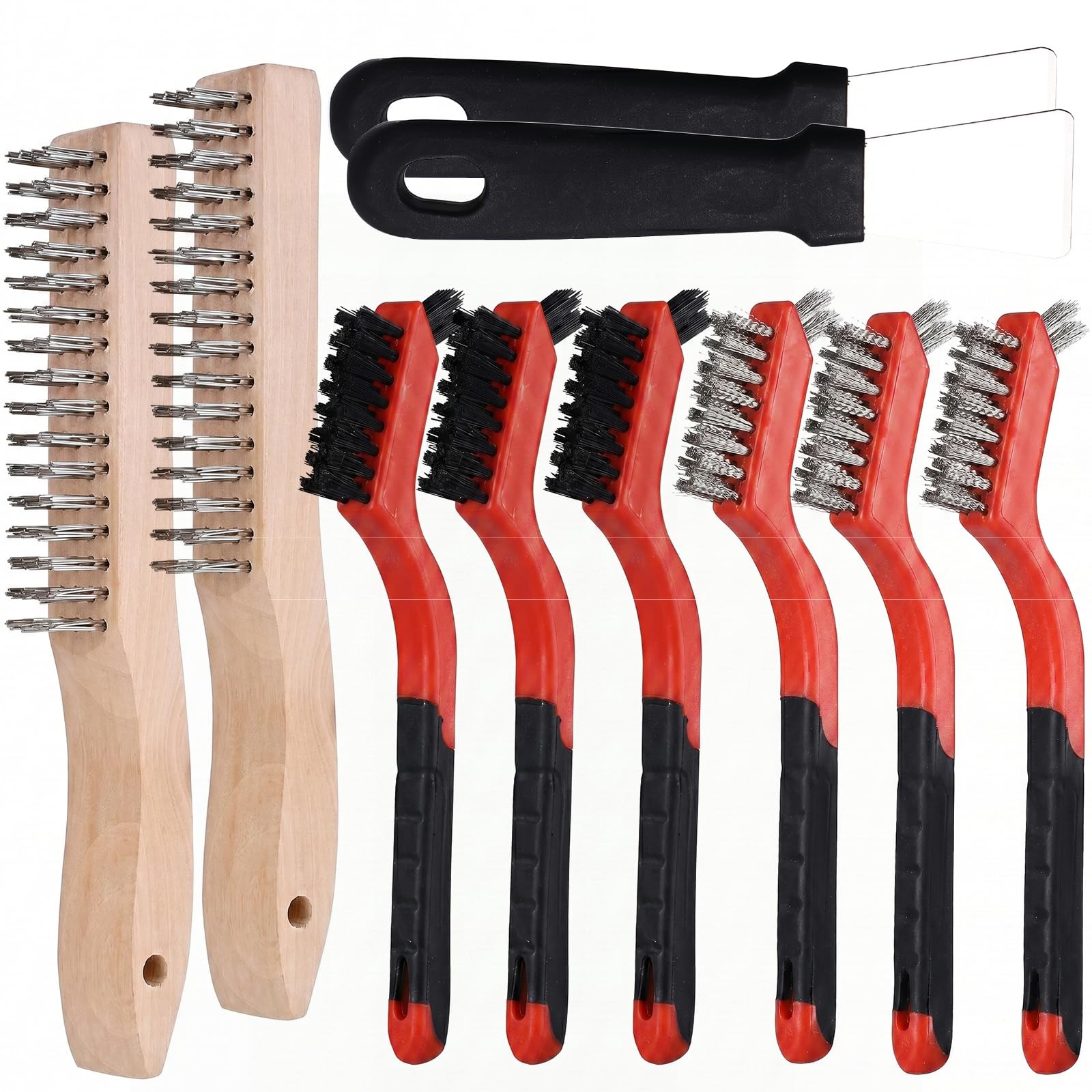 Wire Brush Set for Cleaning, 10-Piece Wire Brush for Rust Paint Removal