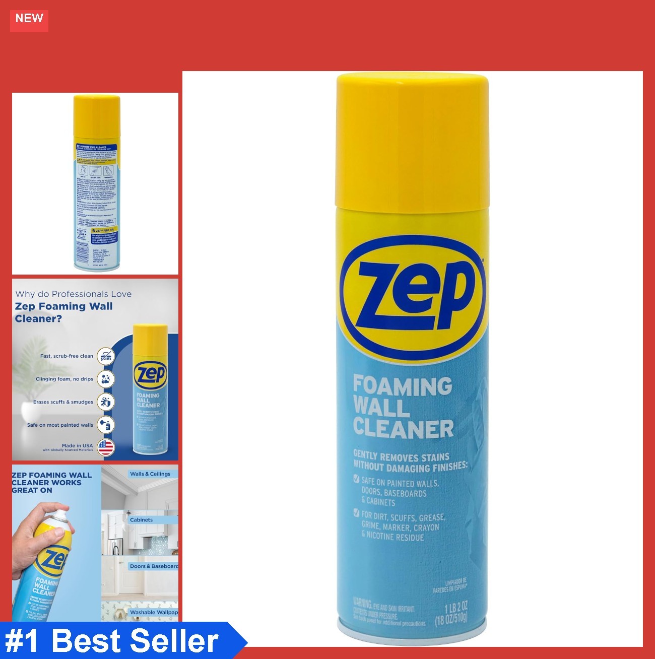 Foaming Wall Cleaner 18 oz Scrub Free Formula Spray Removes Scuffs Stains Paint