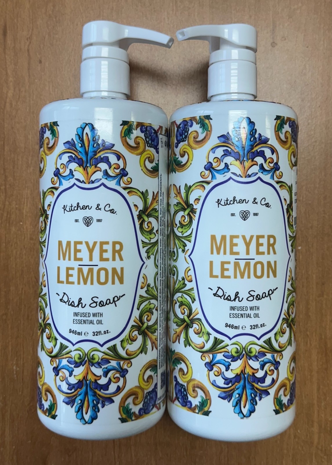 2-Pk Kitchen & Co ~ MEYER LEMON Essential Oil LIQUID DISH SOAP 946ml MADE IN USA