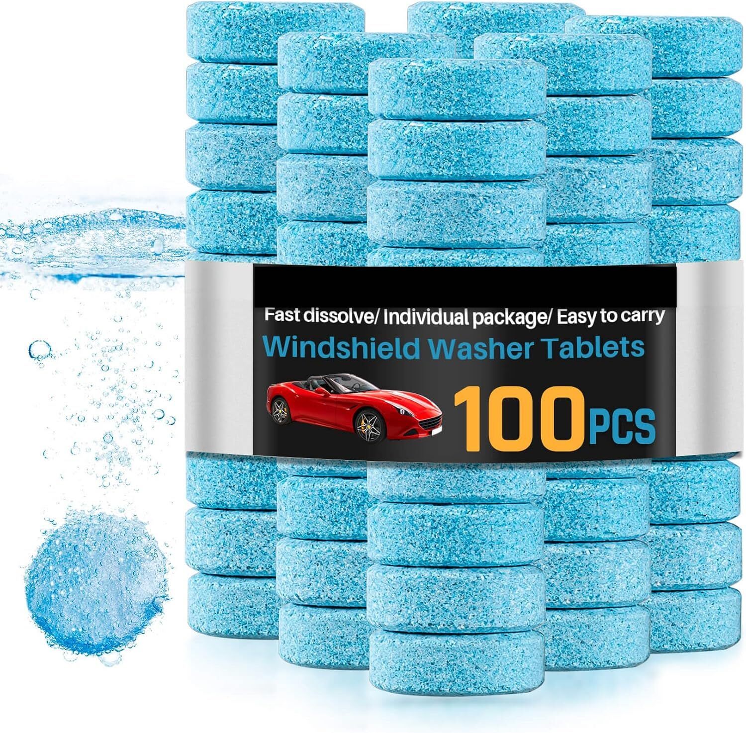 Car Windshield Washer Tablets,Wiper Washer Fluid Tablets Glass Cleaner,100 Count