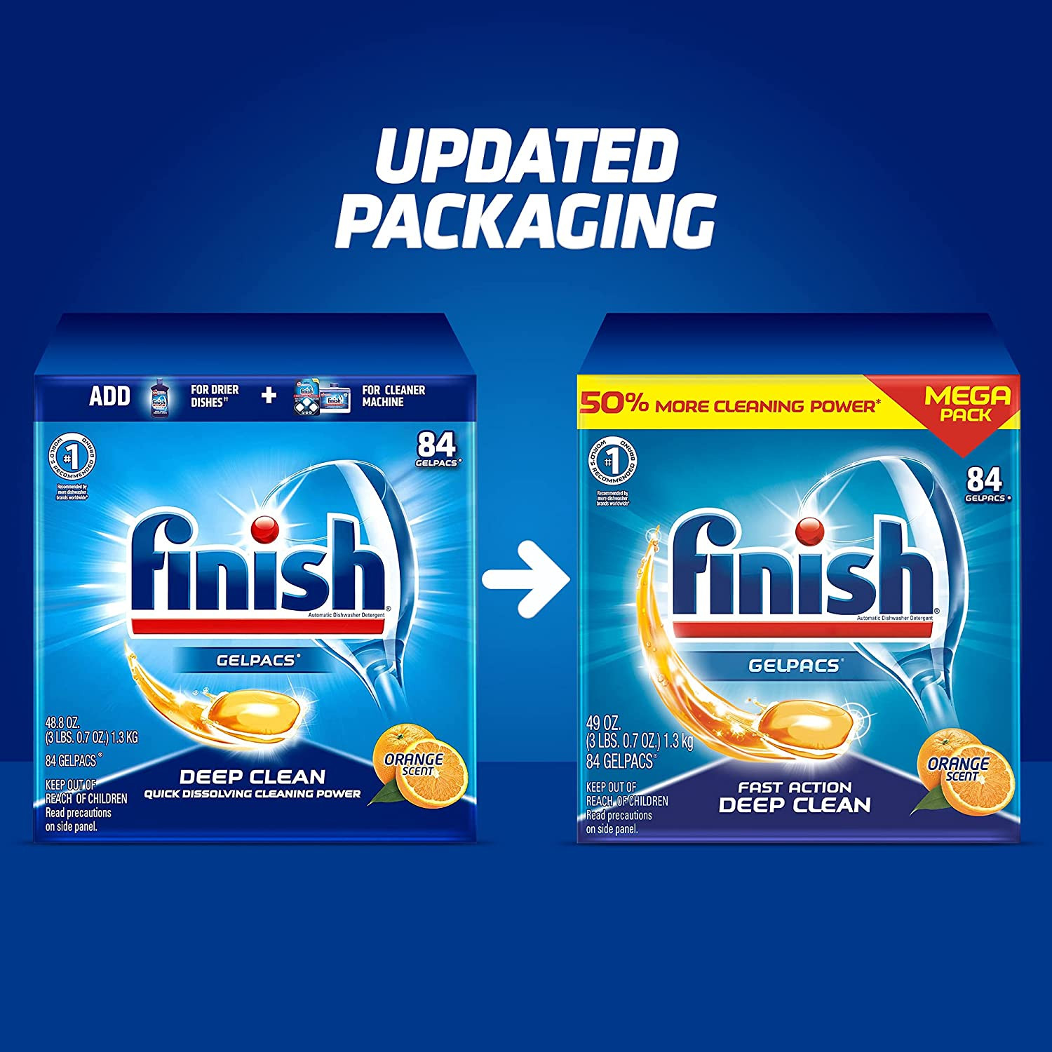 Finish Gelpacs Dishwasher Detergent Pods, Quick Dissolving Cleaning Power, Fight