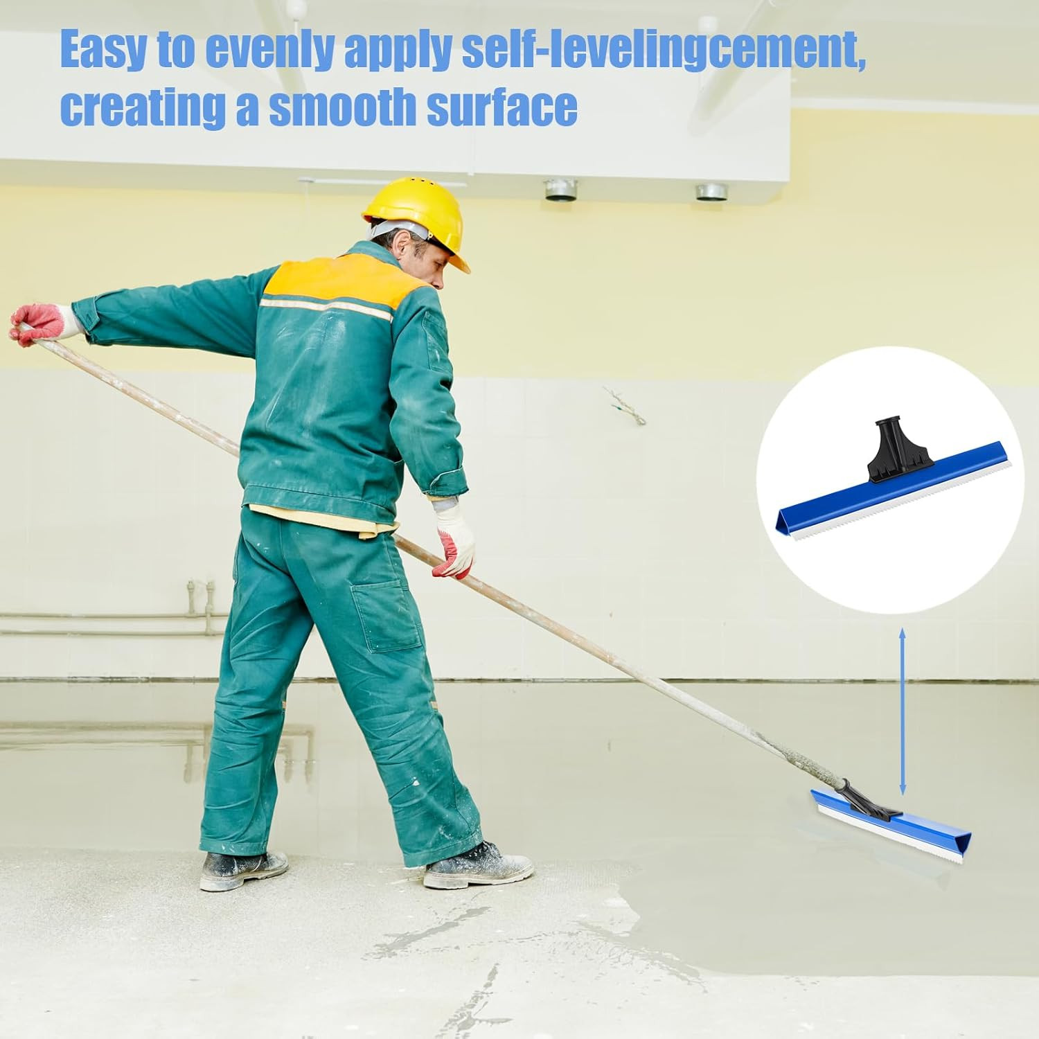2 Pack 16 Inches Epoxy Floor Squeegees Notched Squeegee for Self Leveling Cement