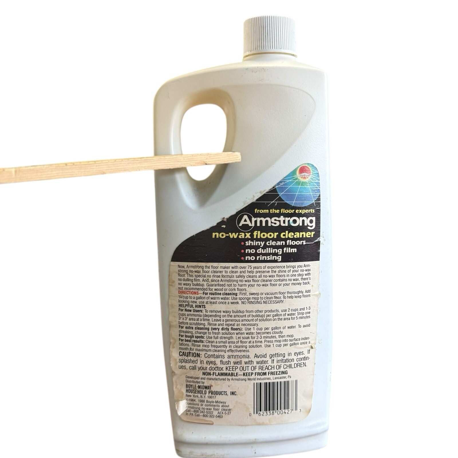 1988 Armstrong No Wax Floor Cleaner No Film No Rinse 27 oz Partial