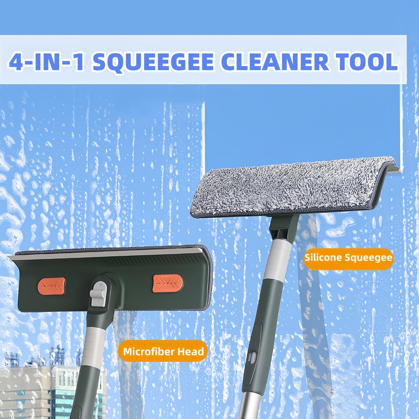 4 in 1 Window Squeegee Cleaner Set,Long Squeegee for Window Cleaning with 81″…