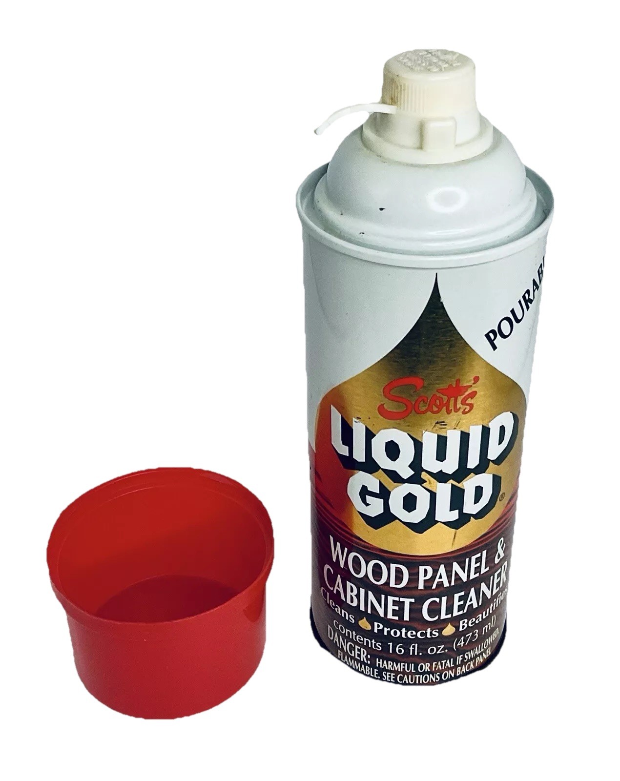 SCOTT’S LIQUID GOLD POURABLE WOOD PANEL &CABINET CLEANER 16 OZ VINTAGE OLD STOCK