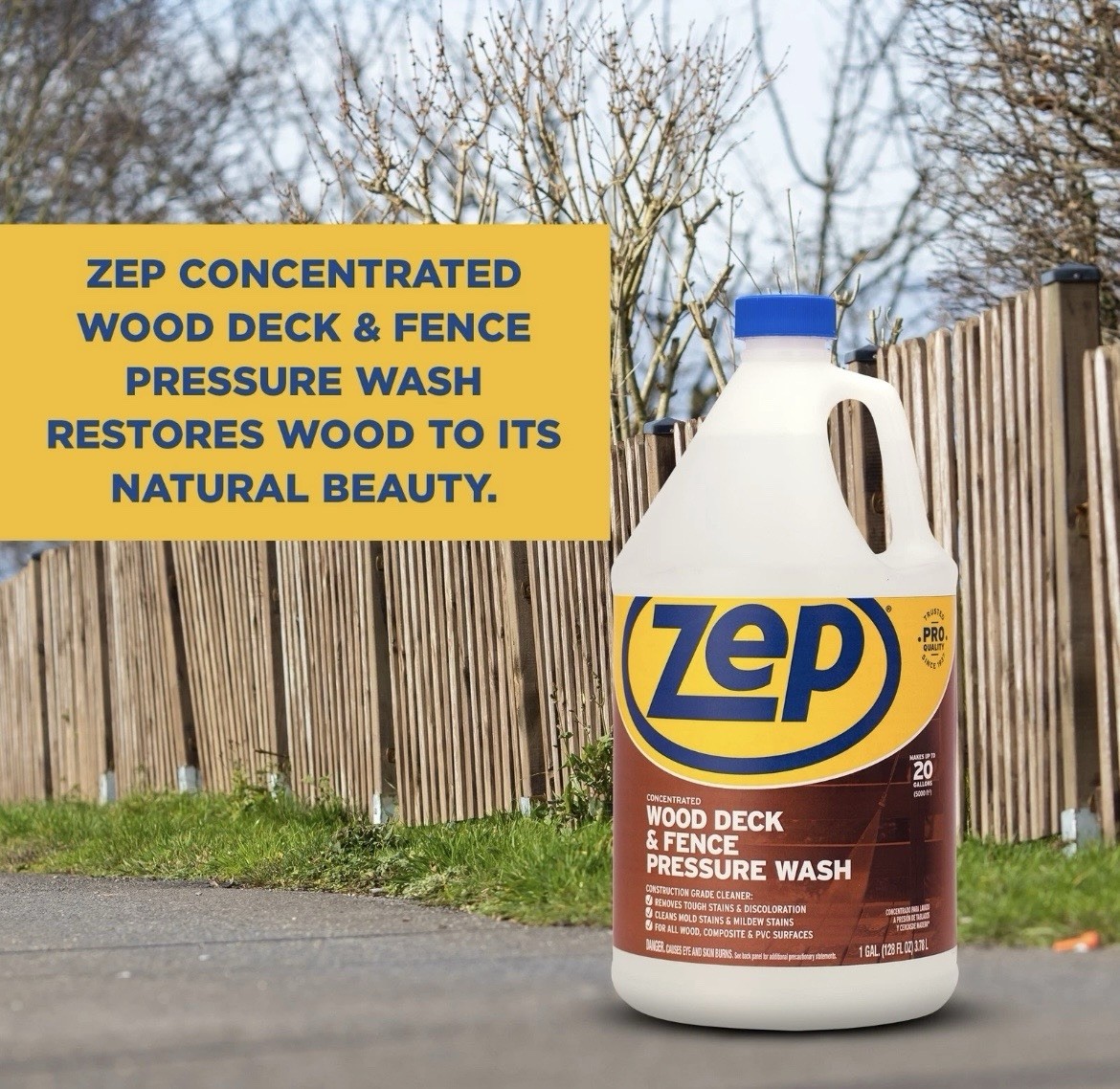 Zep Wood Deck and Fence Pressure Wash Cleaner Concentrate – 1 Gallon (Case of 4)