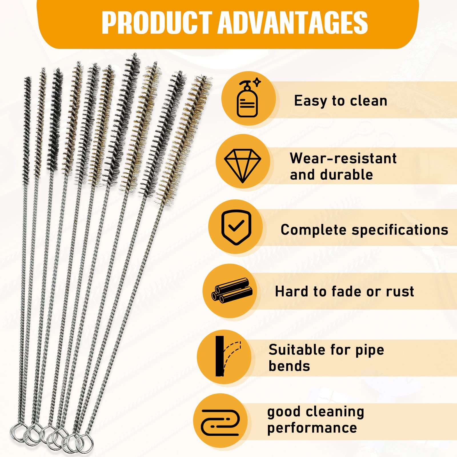 20 Pcs Wire Tube Brushes Bulk for Cleaning Pipe Tube Brass Stainless Steel Ro…