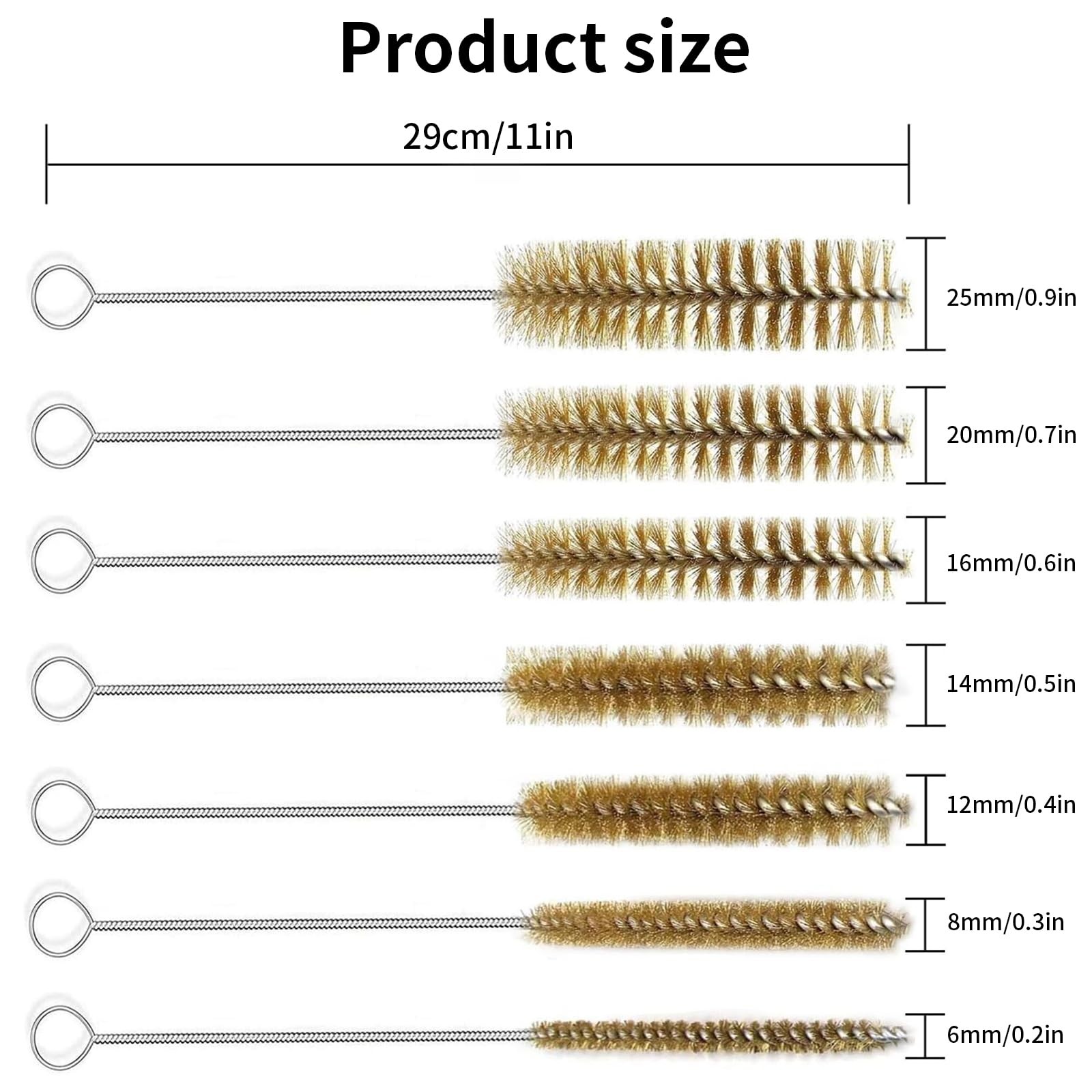 7 Pcs Brass Brush Set, 12” Long Handle Pipe Cleaner Brush for Deep Cleaning,…