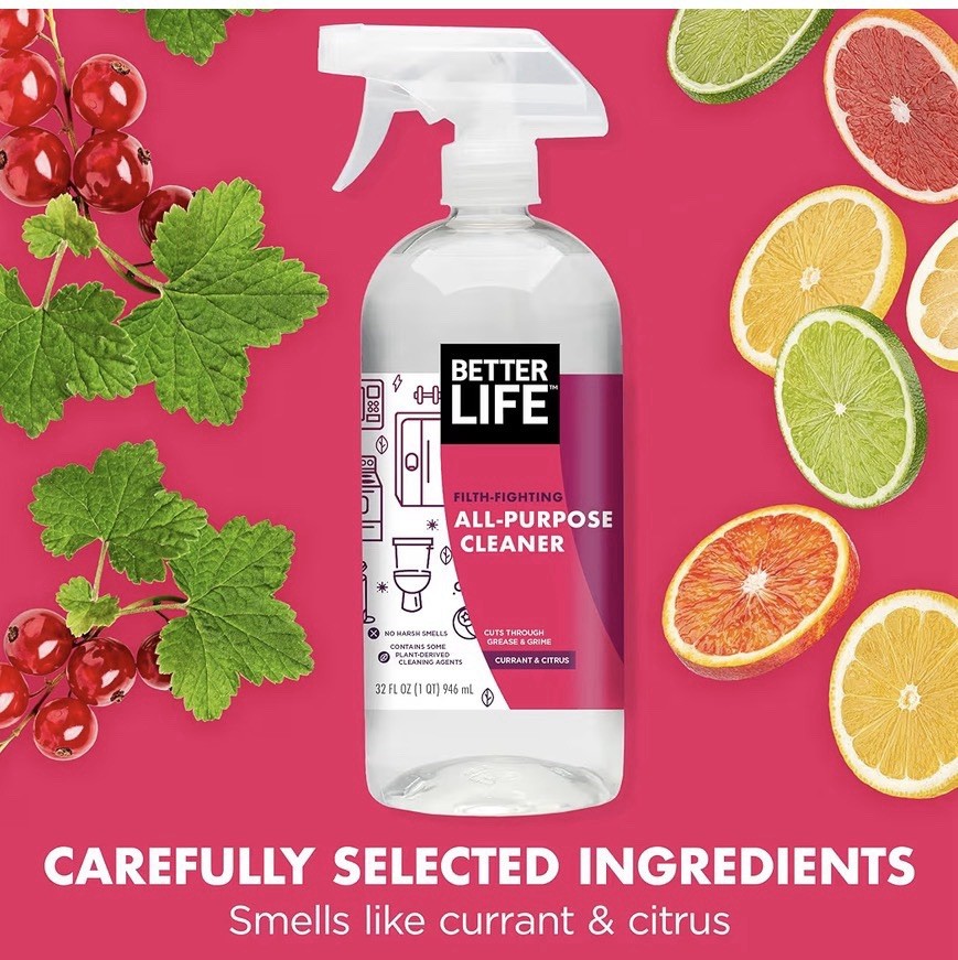 BETTER LIFE All-Purpose Spray Cleaner – Plant-Based, Zero Harsh Chemicals, 32oz