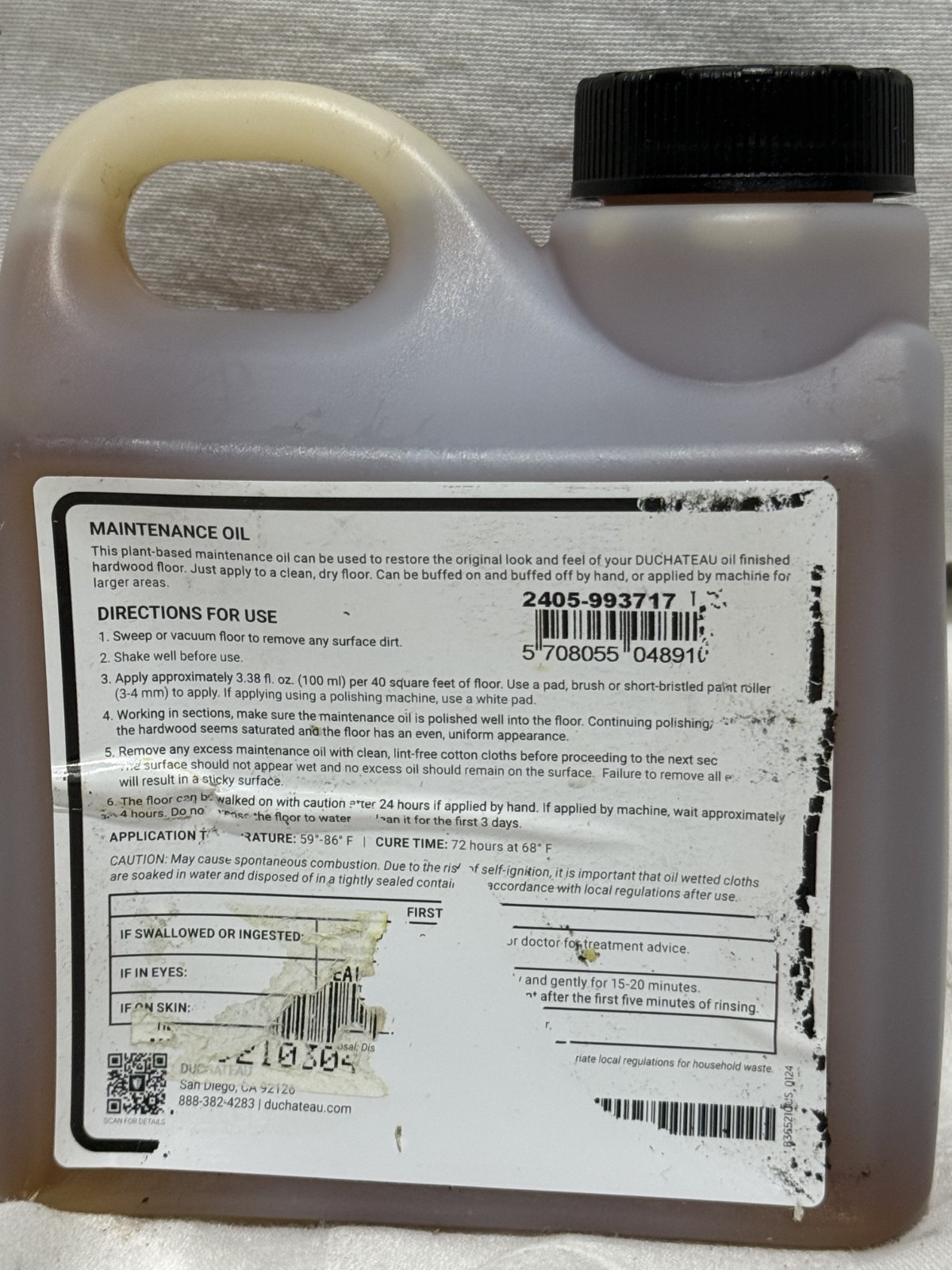 DuChateau Natural Maintenance Oil Clear Hardwood Floors Wood Care 33.8 Oz 1L New