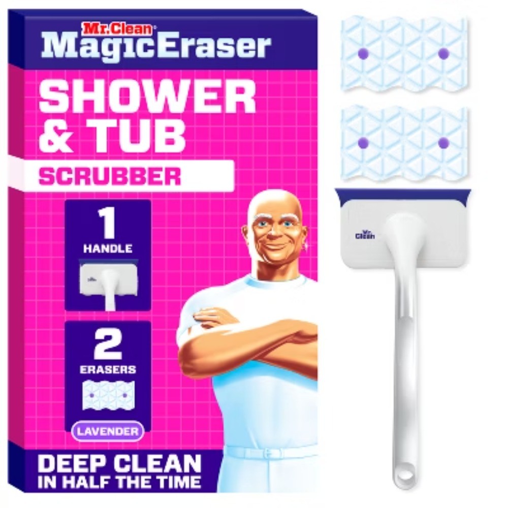 Mr. Clean Magic Eraser Scrubber Kit, Lavender, 1 Scrubber + 2 Erasers