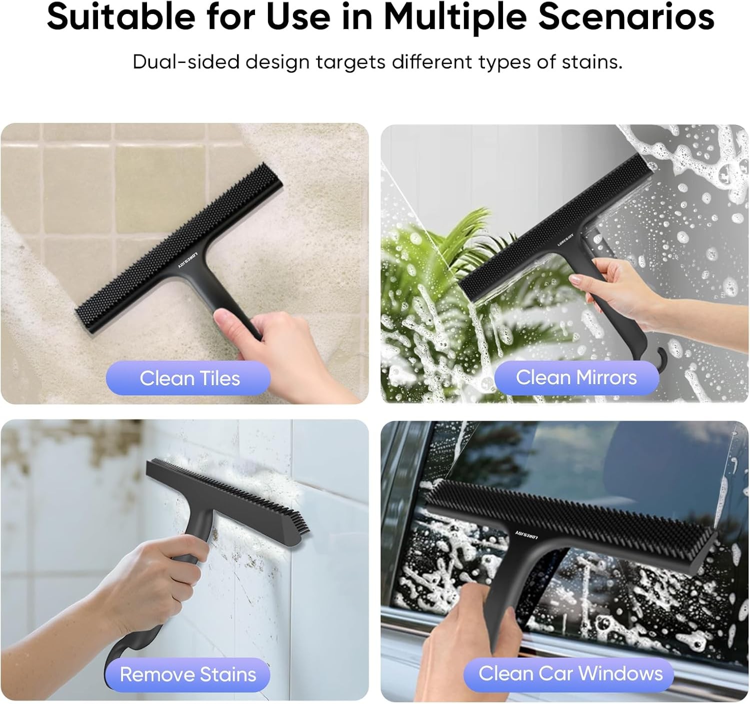 Shower Squeegee for Shower Glass Door Bathroom Accessories, Dual Head Wiper