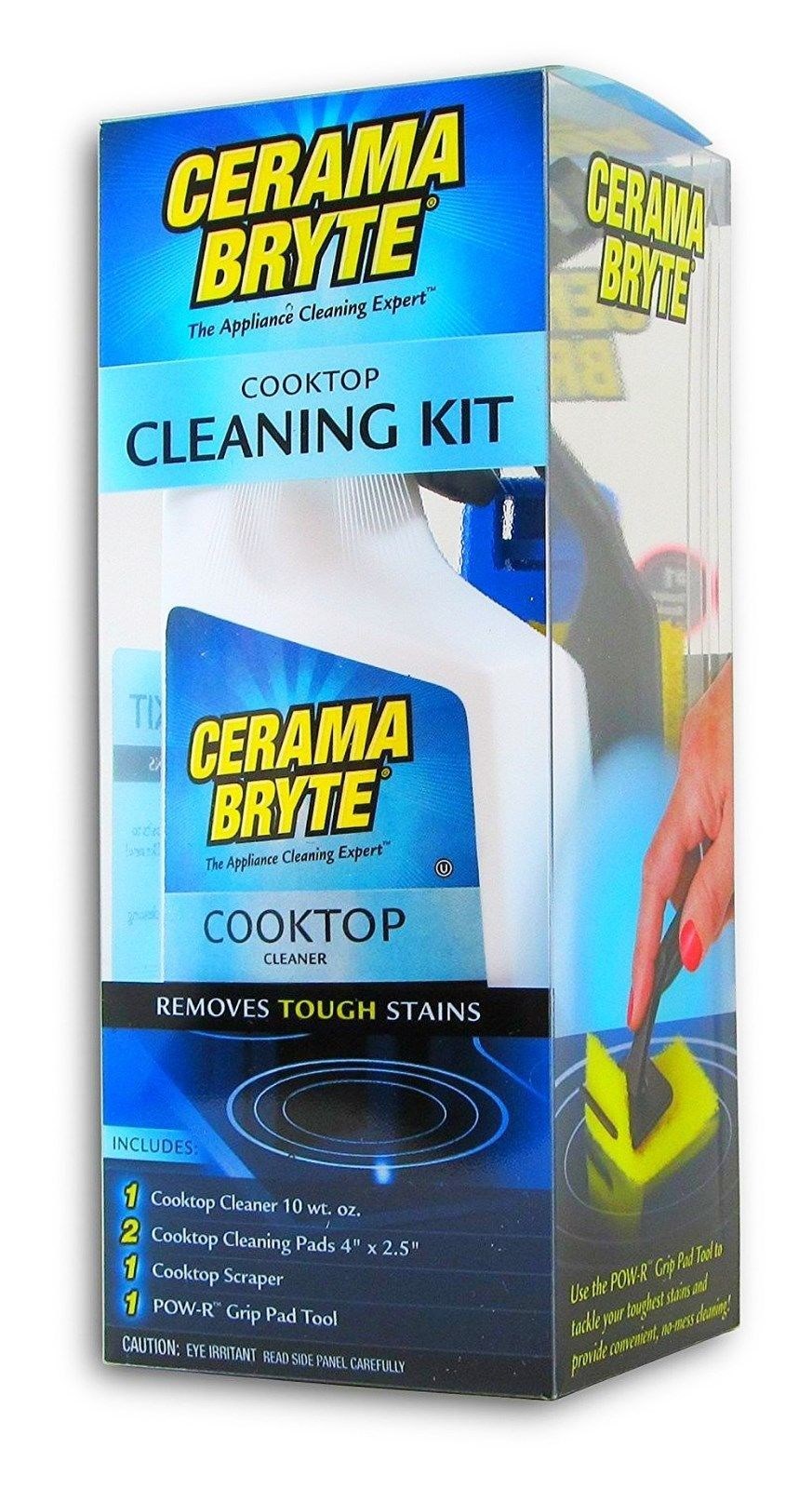 Ceramic & Glass COOKTOP Cleaning KiT = Pads Scraper & Cleaner CERAMA BRYTE 27070