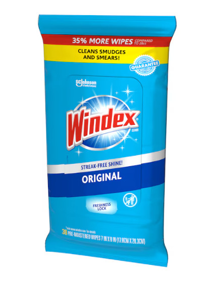 Windex 38 Count Wipes Glass Cleaner