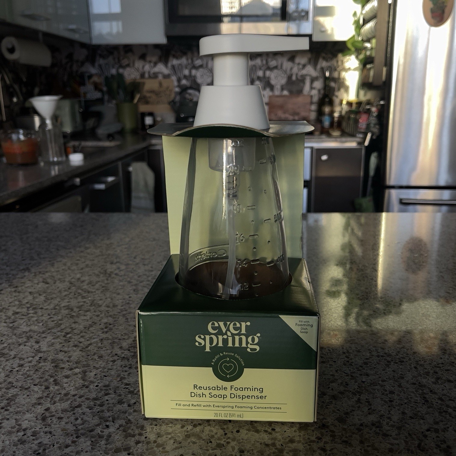 Ever Spring Reusable BPA-Free Foaming Dish Soap Dispenser 20 fl oz (591 mL)