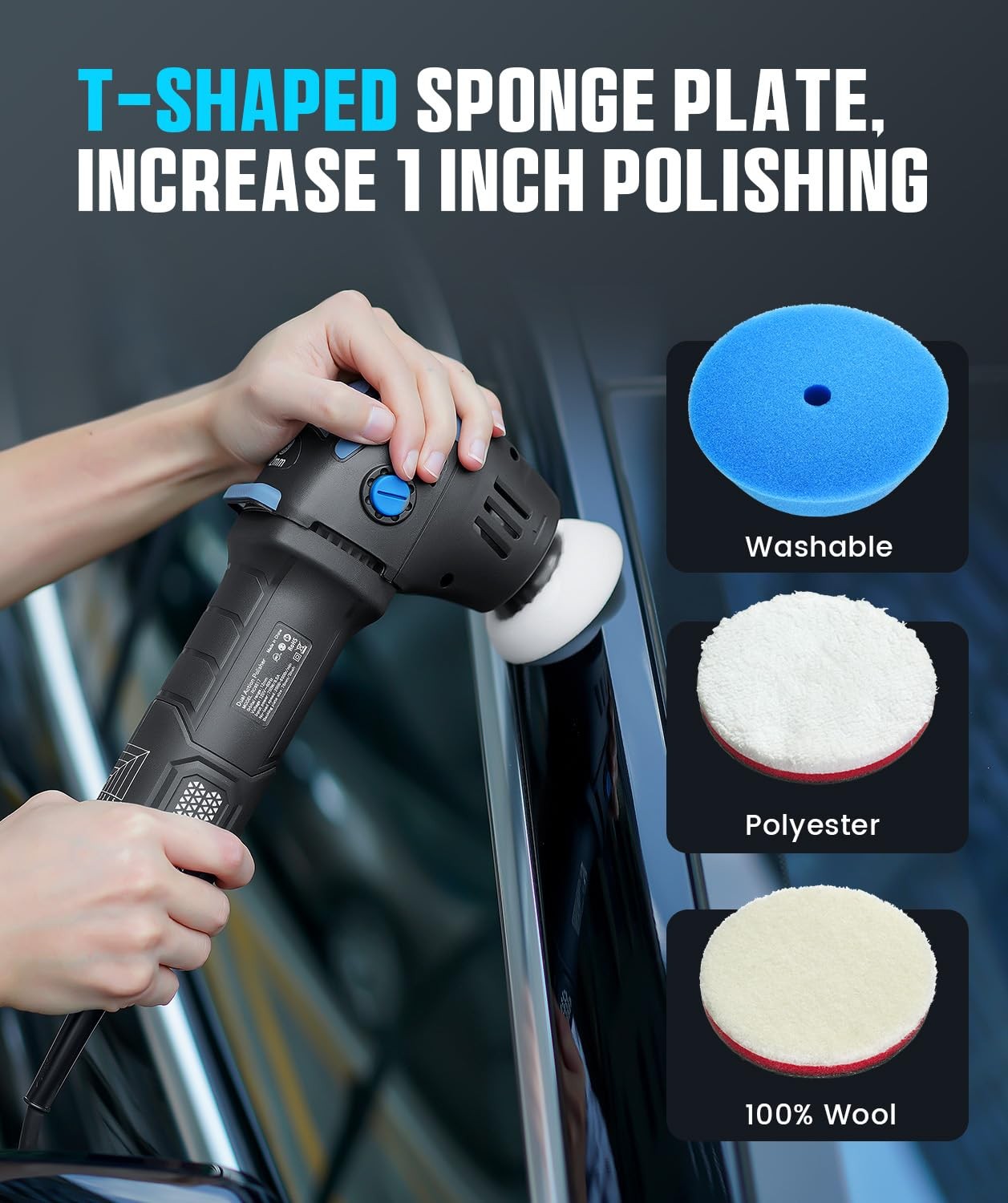 Mini Polisher, 2inch/ 3inch 750W Car Buffer with 12mm Random Orbital-Improve …