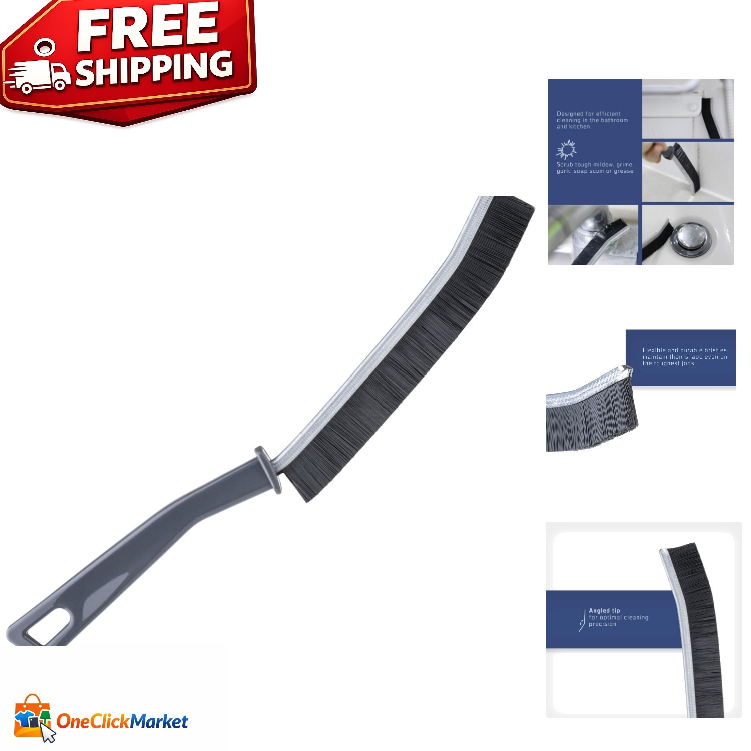 Compact Grout Brush with Stiff Angled Design – Perfect for Showers & Bathtubs