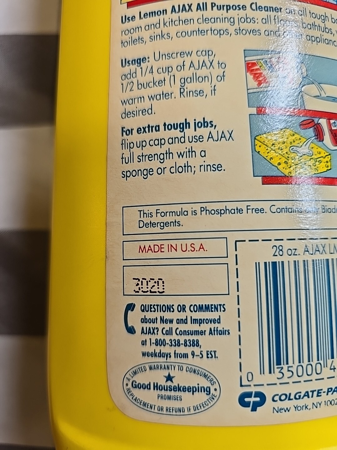 Vintage Ajax All Purpose Cleaner Lemon Scent 28oz 1985 New