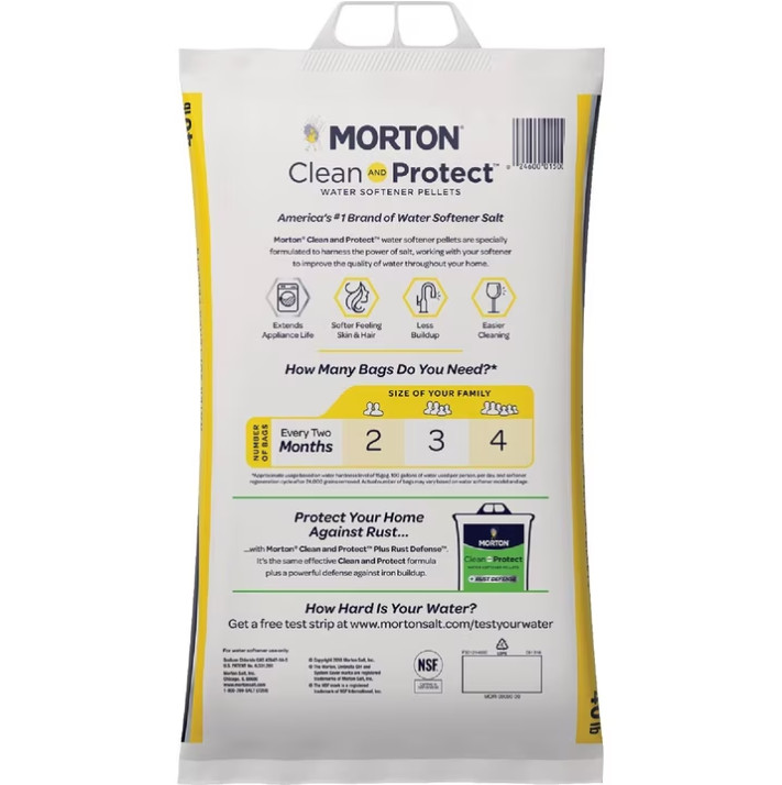 4 Bag Morton Clean and Protect Water Softener Salt Pellets, 40 lb Bag