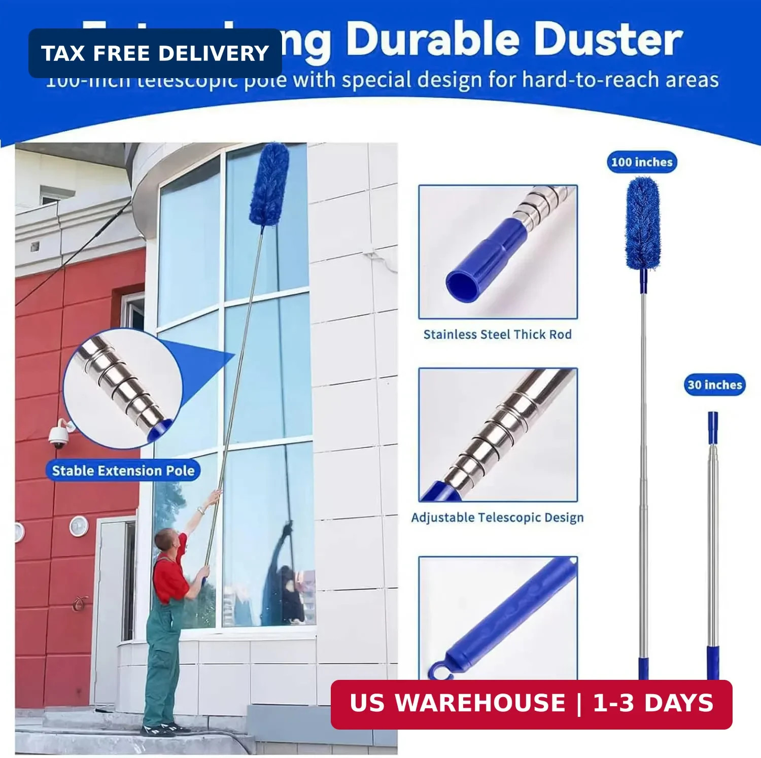 Dusters for Cleaning, Duster with Extension Pole 5 in 1 Kit, Cobweb Duster, Long