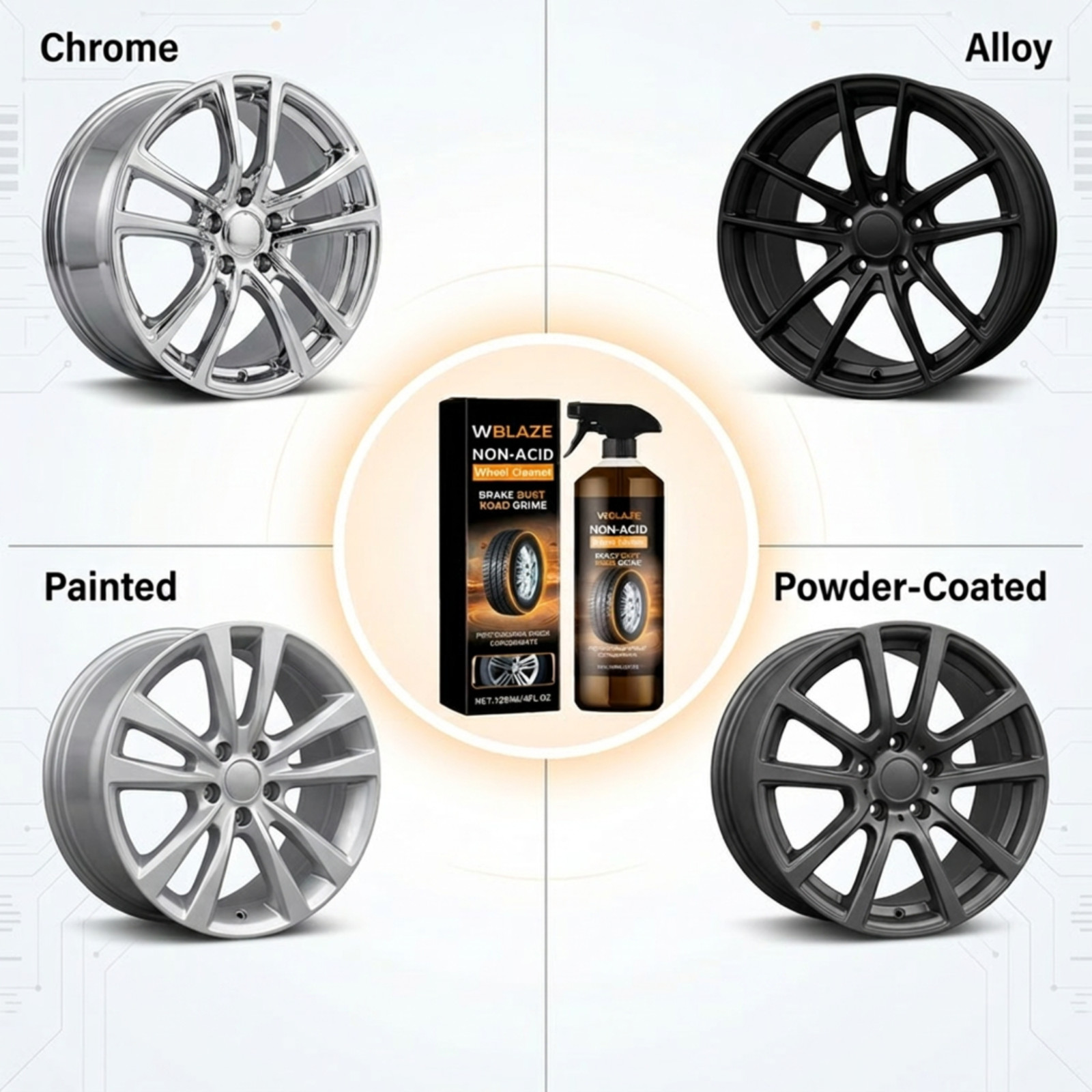 WheelBlaze Non-Acid Wheel Cleaner Spray – Brake Dust & Road Film Remover