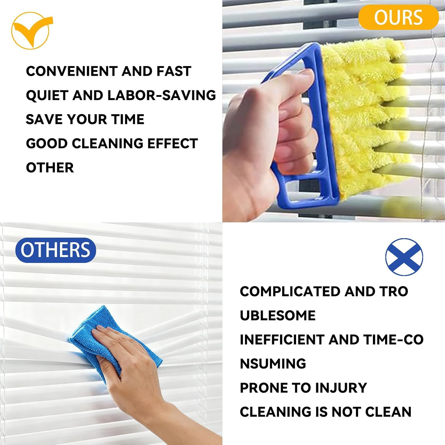2 Pcs Blinds Cleaner Duster Tool 7 Finger Microfiber Washable Blind Cleaner Mini