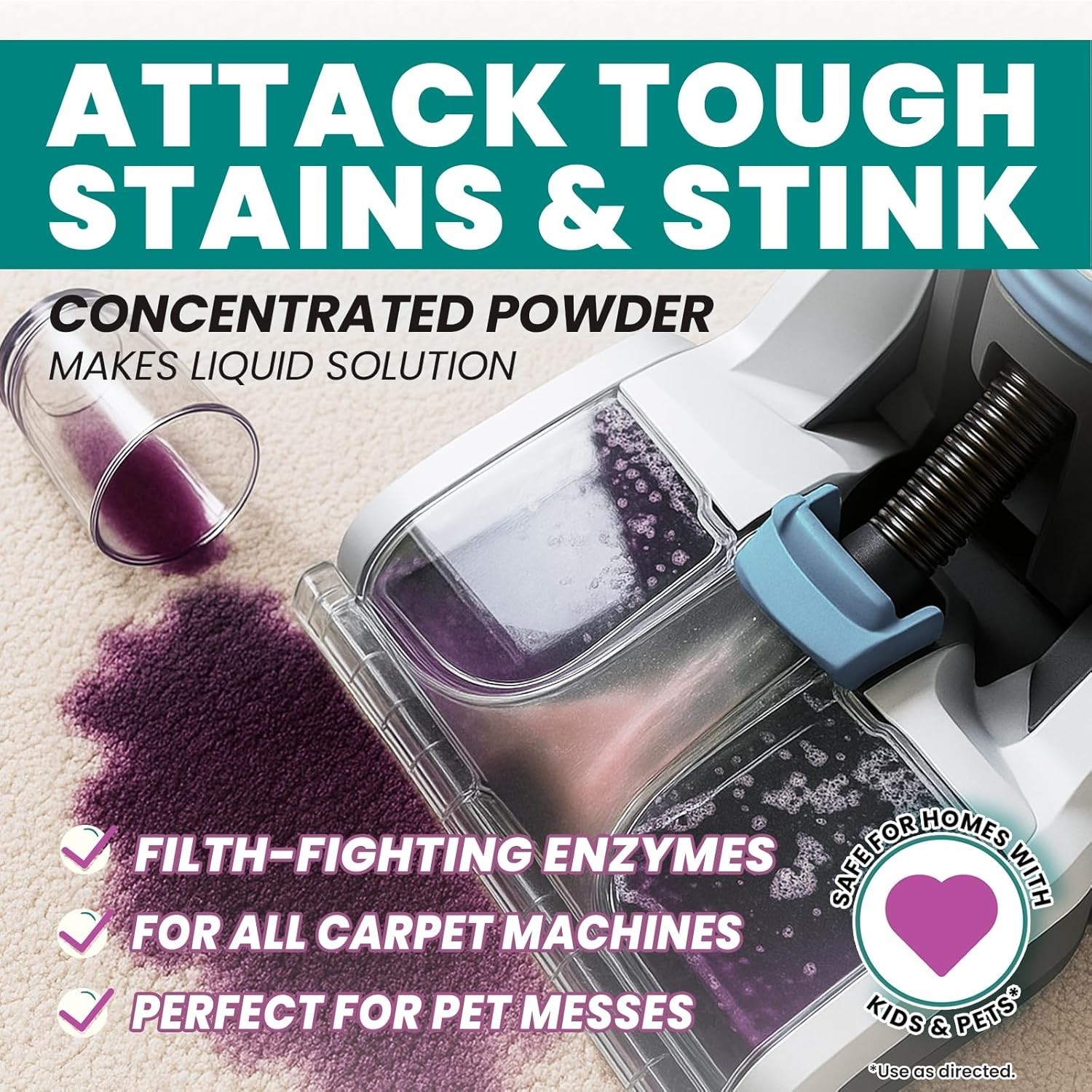 Multi-Purpose Carpet Cleaner Powder – 15oz, Pet Stain Removal & Odor Elimination