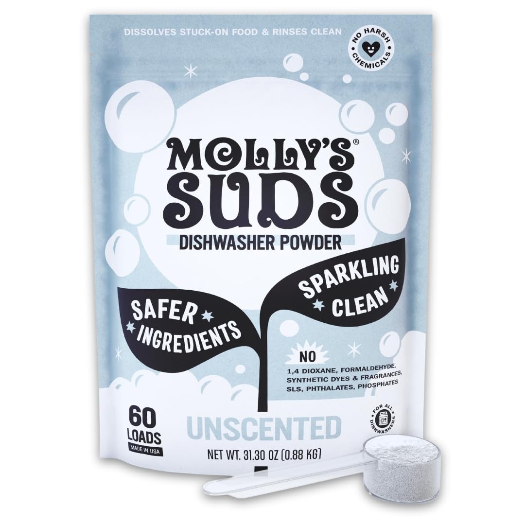 Dishwasher Powder 60 Loads Unscented Detergent Cuts Grease ResidueFree Sparkling