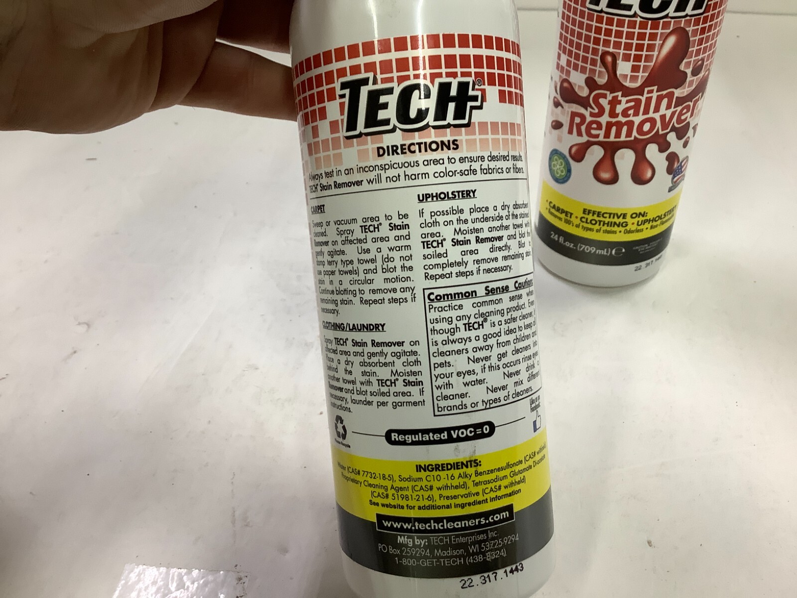 2X TECH Stain Remover 24 oz Spray Bottle For Carpet Clothes Upholster