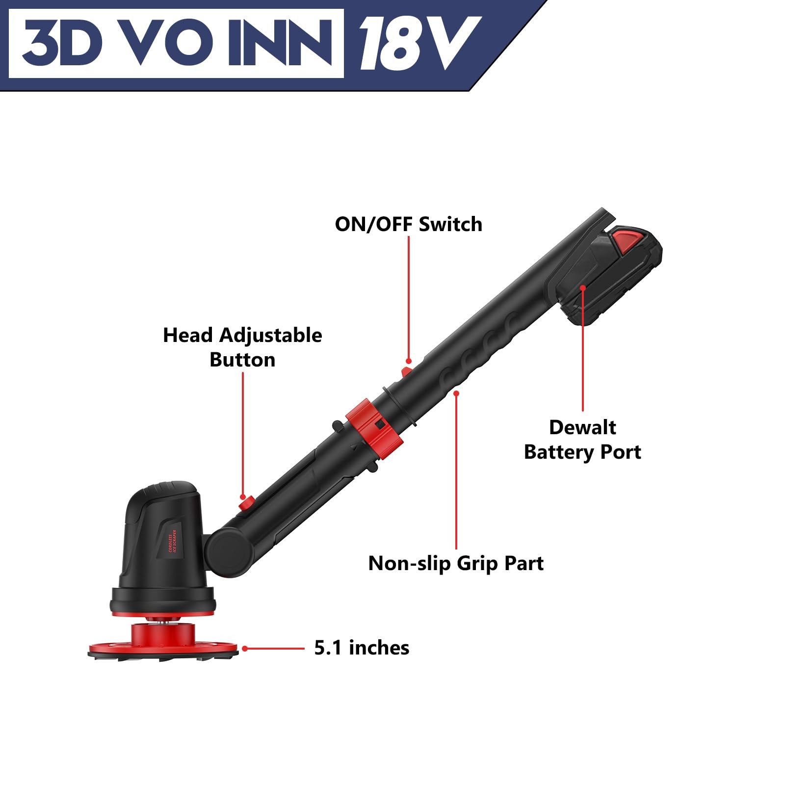 Electric Ice Scraper for Milwaukee 18V Battery, 1300RPM High-Speed