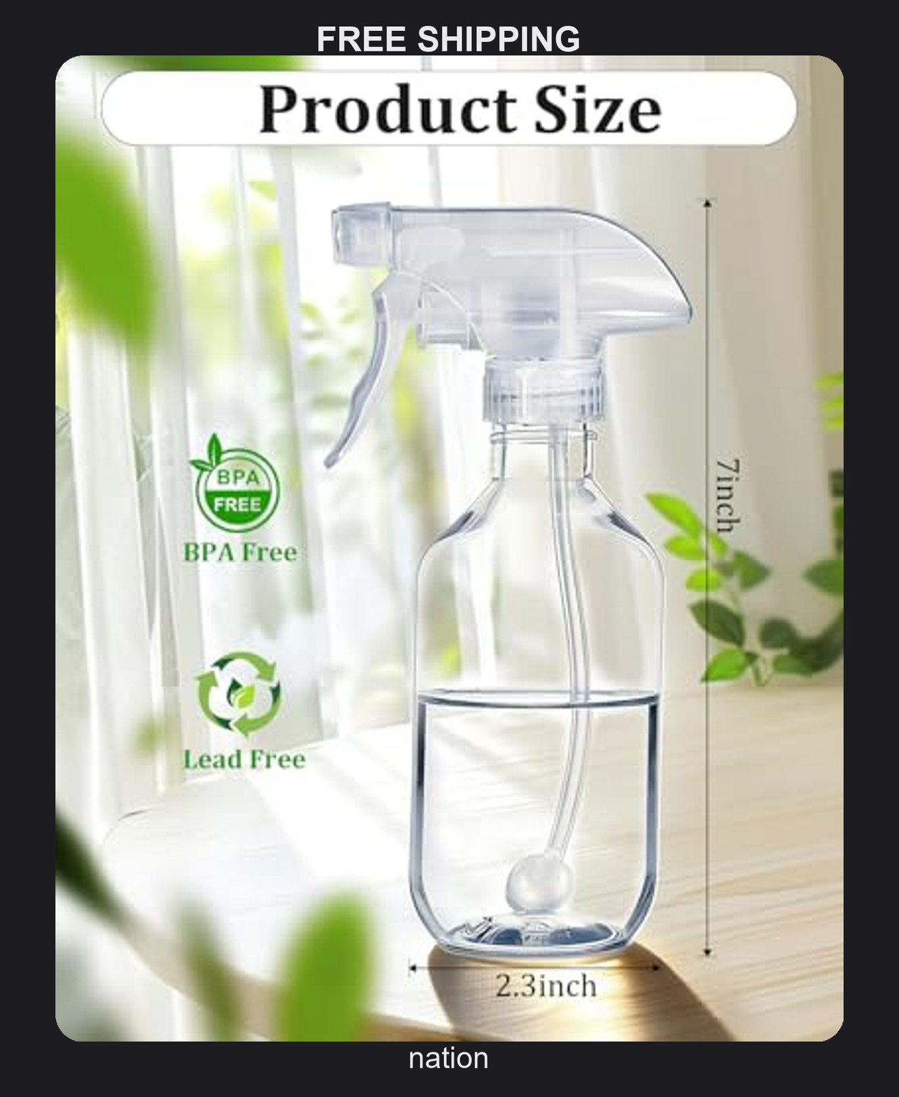 Two Pack 10oz Plastic Spray Bottles with Adjustable Nozzles