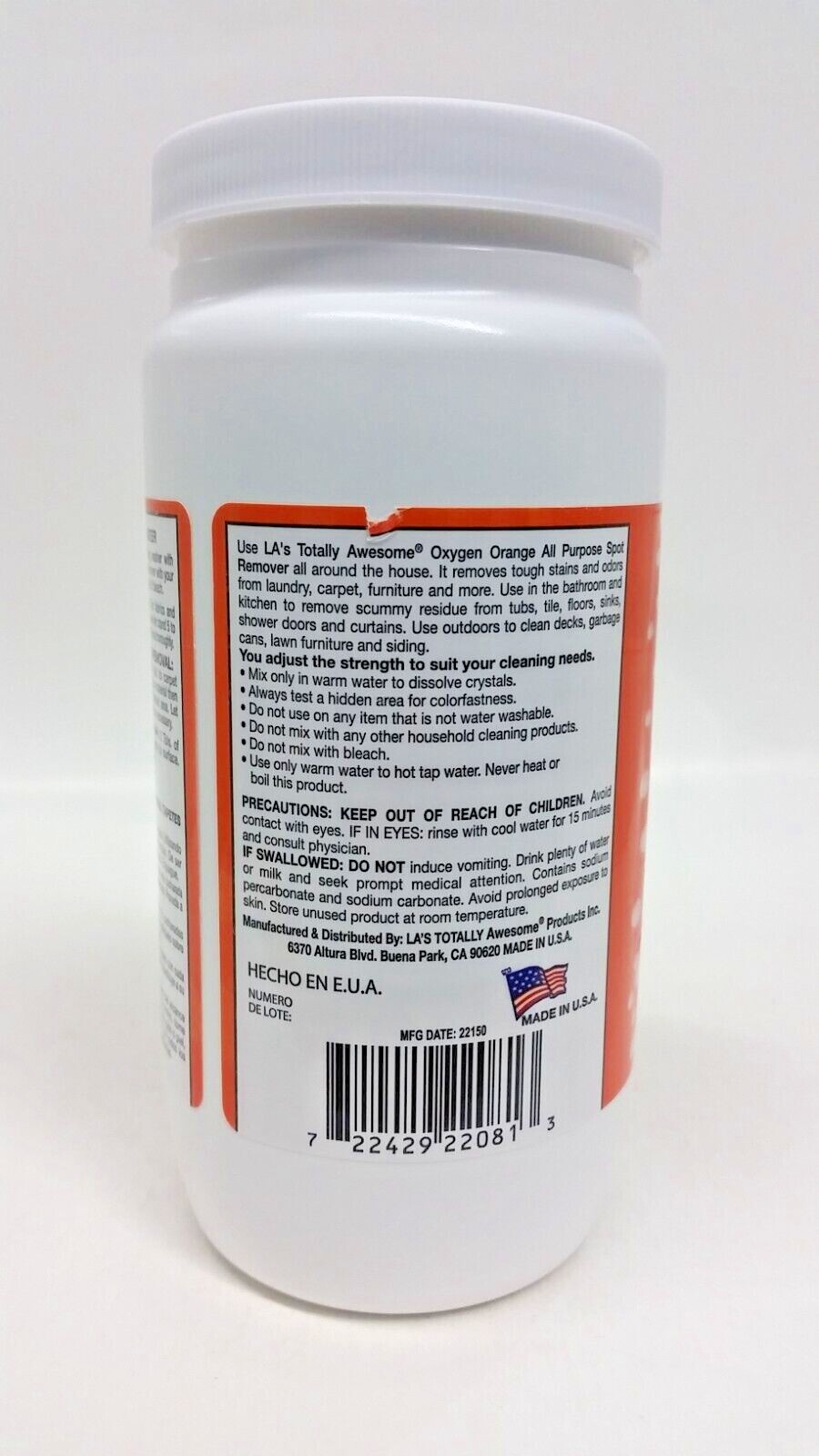 Qty 3 -LA’sTotally Awesome Power Oxygen ORANGE Base Cleaner ChlorineFree 15 ozEa