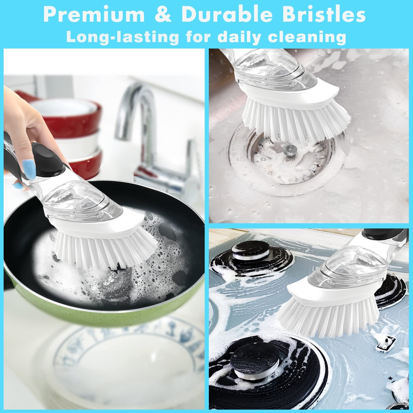 Dish Brush Refill, 4 Pack Dish Brush Replacement Head for OXO Dish Brush