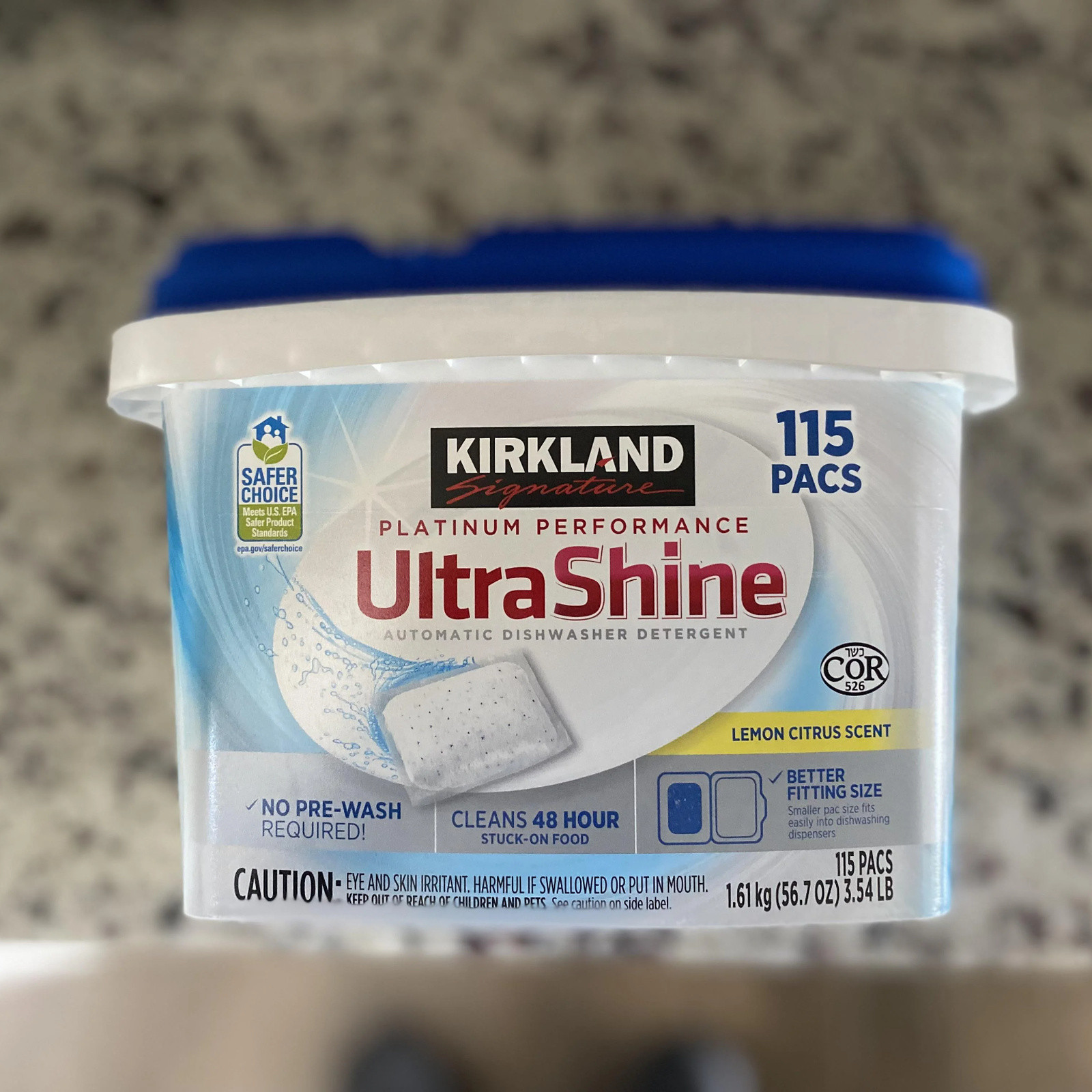 Kirkland Dishwasher Pods Detergent 115 Ct Lemon Citrus No Prewash Bulk Tablets