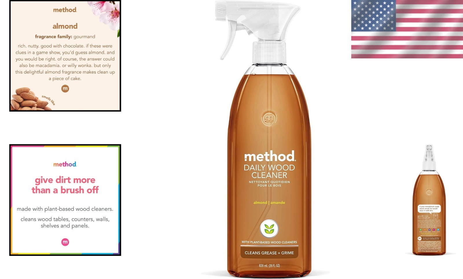 Almond Scented Daily Wood Cleaner – 28 oz Eco-Friendly Spray, Safe for Plants