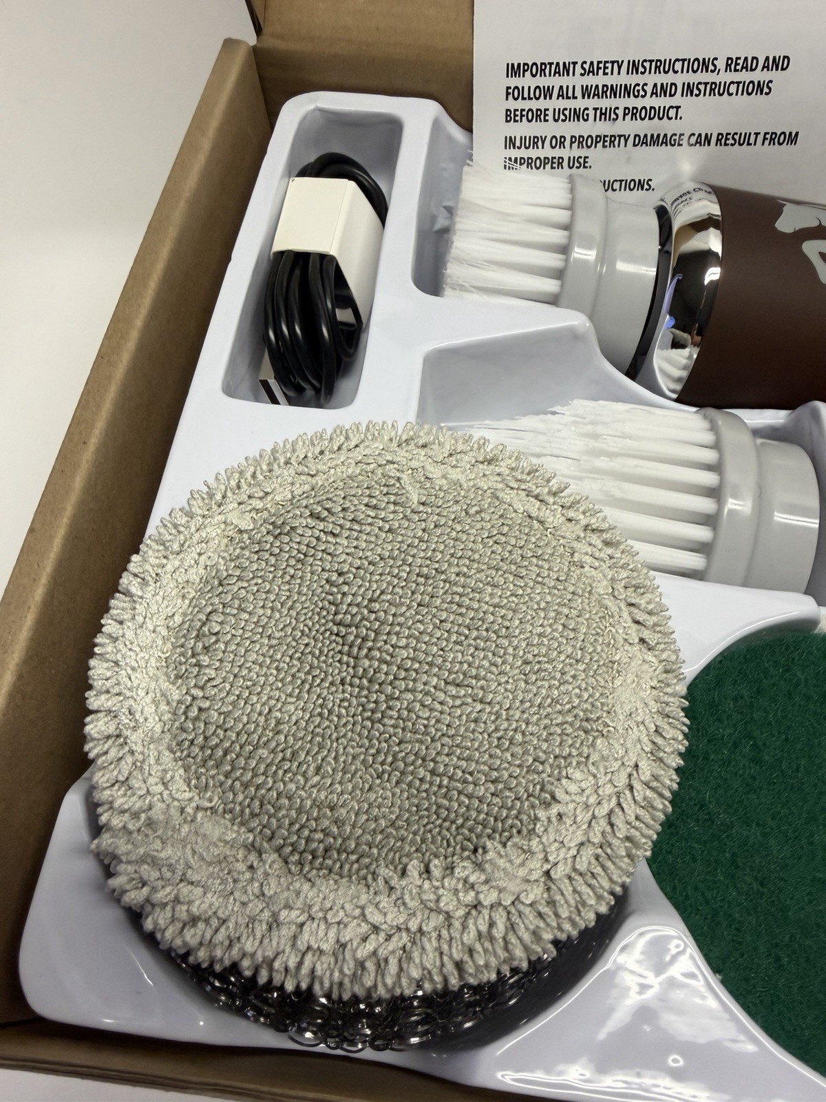 Horsepower Scrubber, Waterproof, Electric Power, Spins 350 RPM, 5 Brush Heads.