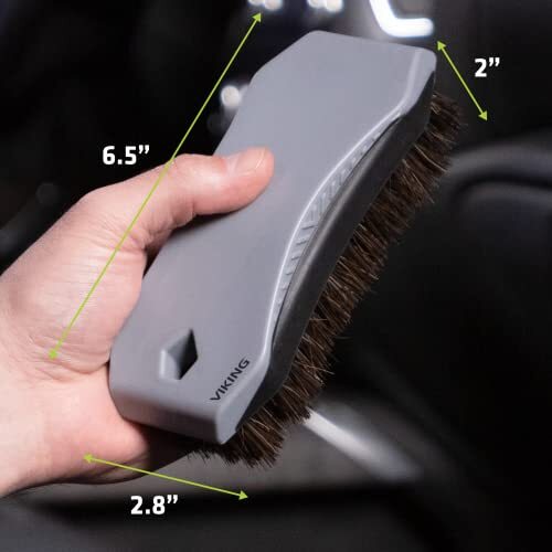 VIKING Leather Cleaner Brush, Horsehair Bristles for Car Leather – Brown