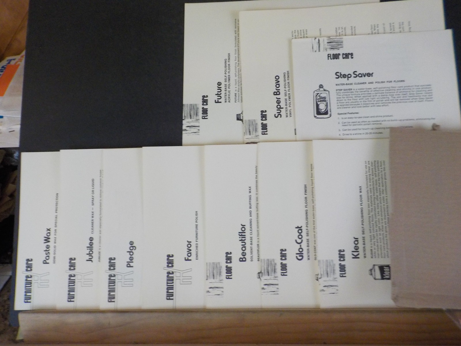 Johnson Wax Products Set of 10 Information Data Sheets