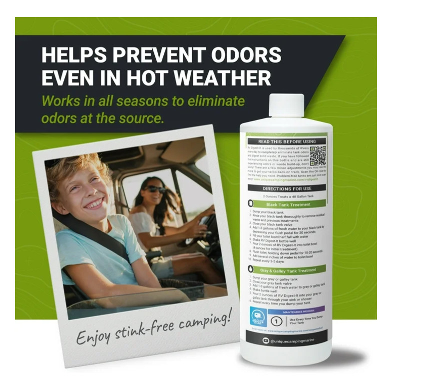 Unique RV Digest-It Holding Tank Treatment – Liquid 16 Treatments, 32 Oz.