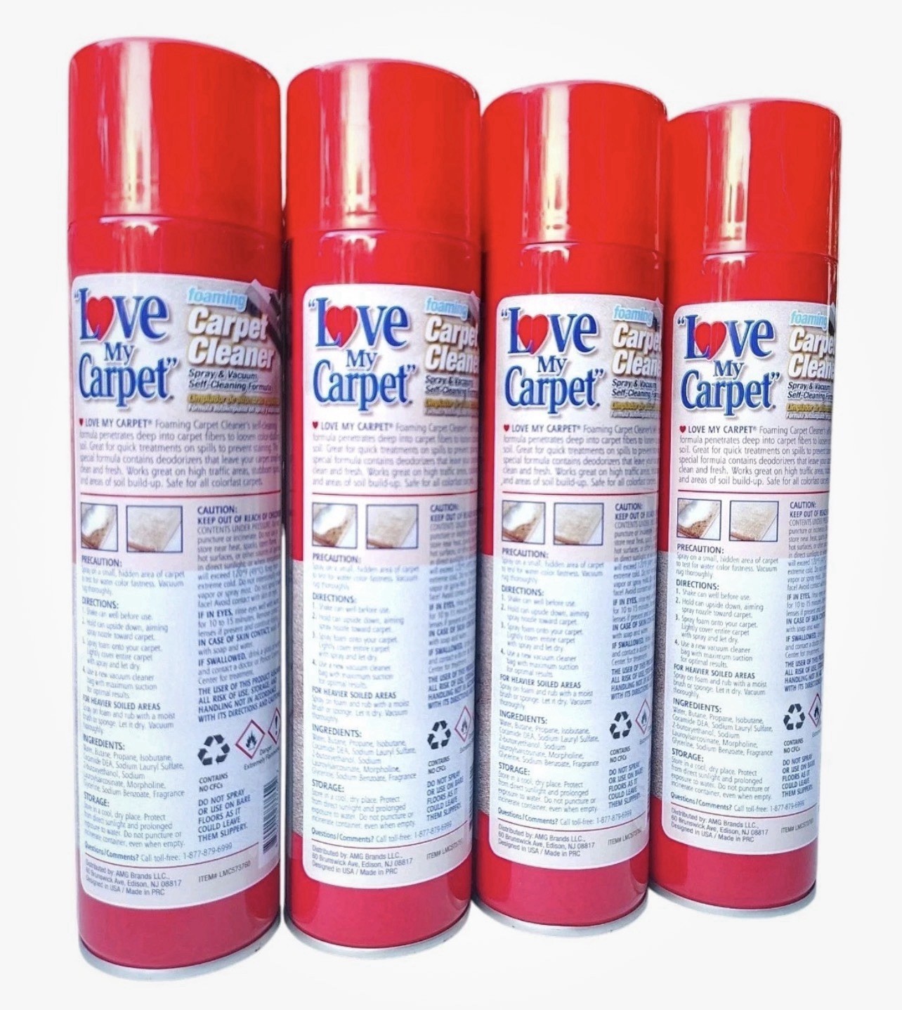 Love My Carpet Cleaner Foam Spray Vacuum Self Cleaning 4 Pack 9.7oz each