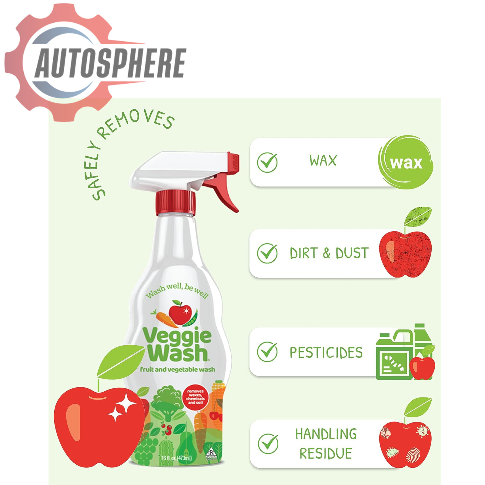 Veggie Wash Fruit & Vegetable Wash, Produce Wash and Cleaner, 16-Fluid Ounce 2pk