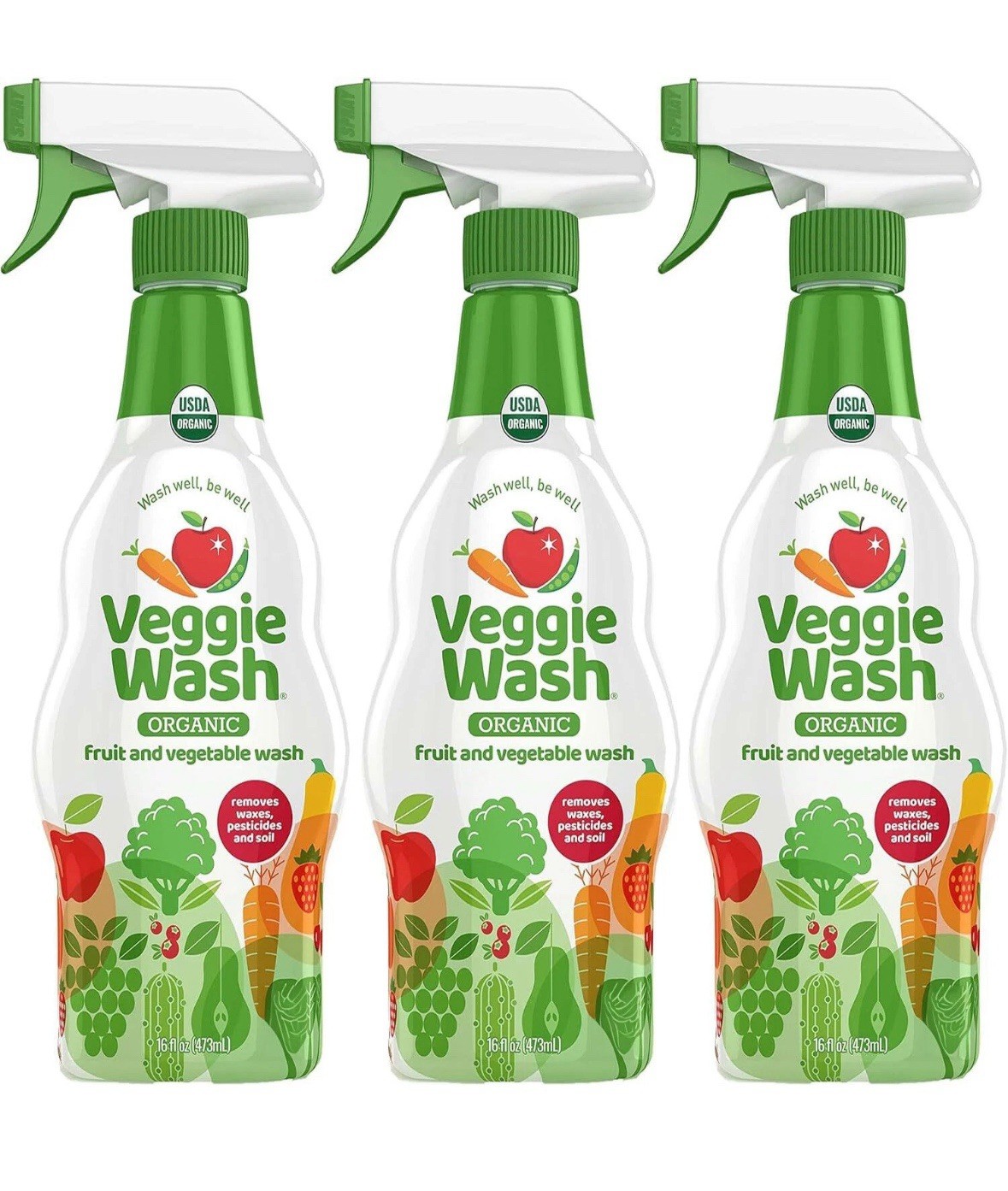 Veggie Wash Certified Organic Fruit and Vegetable Cleaner Pack of 3 16 Fl Oz