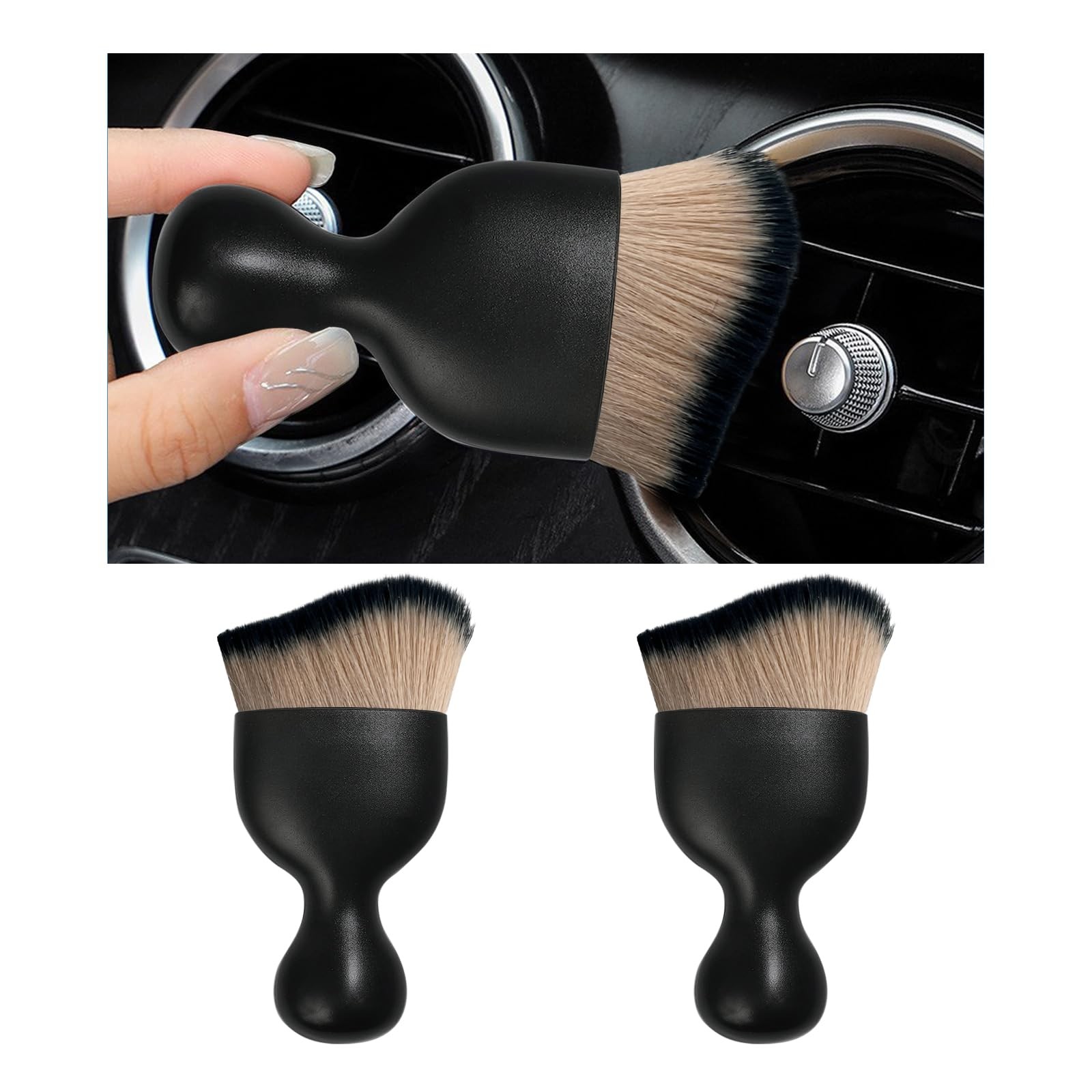Car Interior Dust Brush 2PCS High Density Bristles Compact 1.77×3.86 – Clean