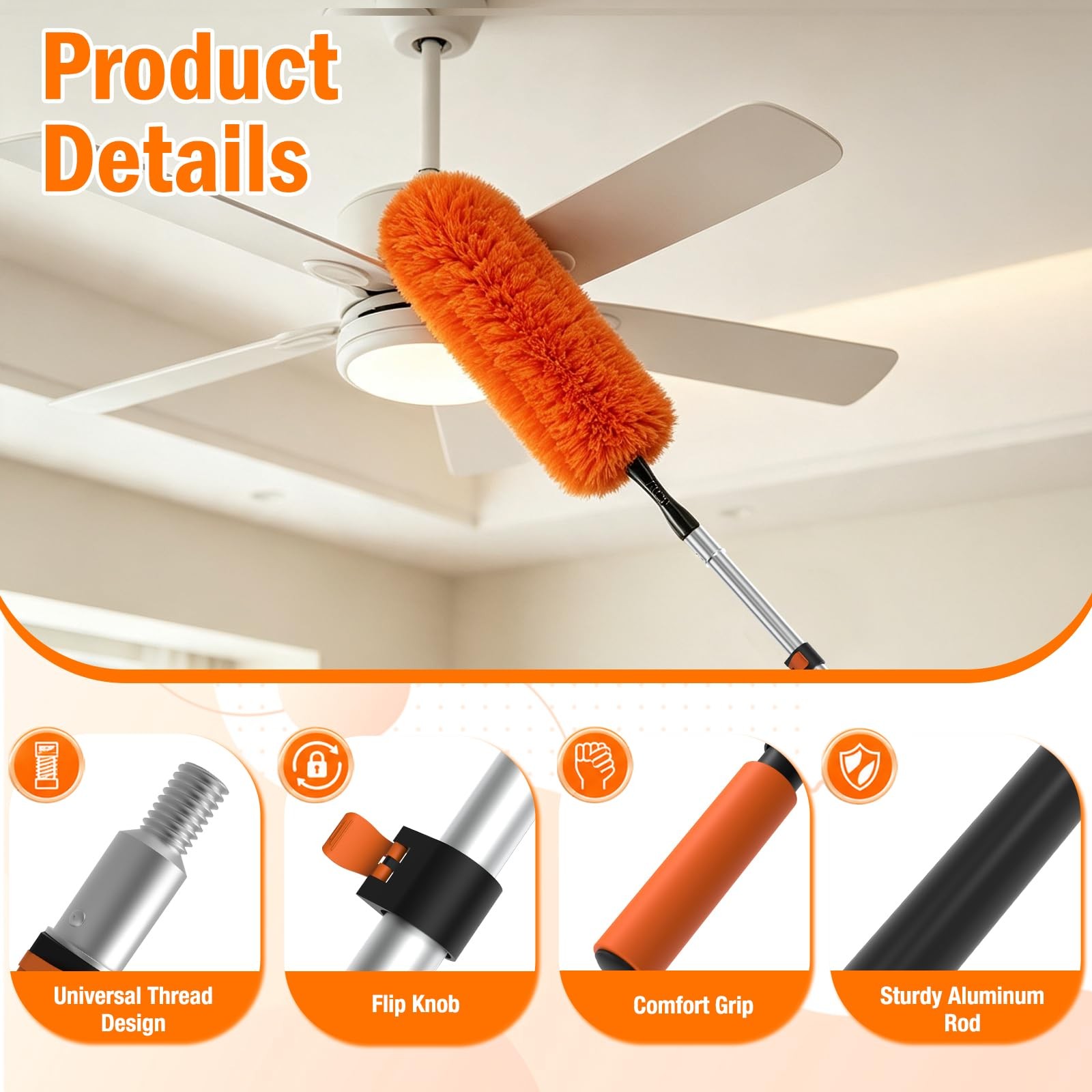 20FT High Reach Duster Cleaning Kit with Extension Pole, High Ceiling Fan Cle…