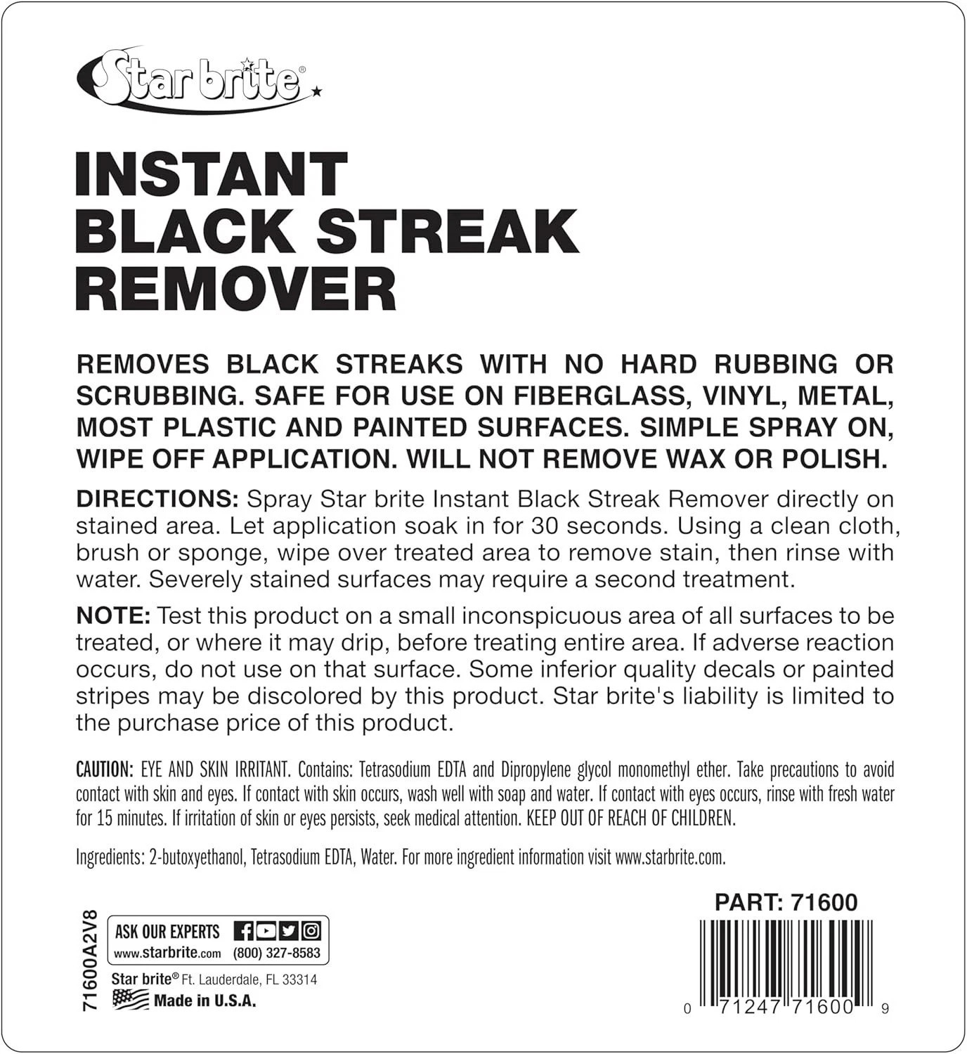 Effortless 1 Gallon Black Streak Remover for Fiberglass, Metal & Vinyl Surfaces