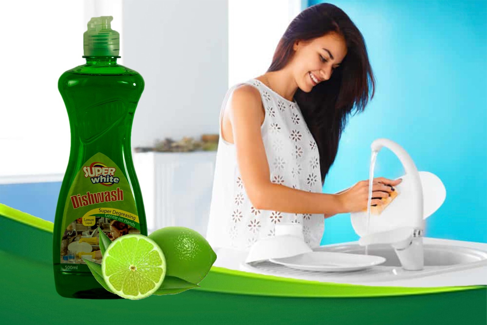 Super White Original New Kitchen Dish Washing Up Liquid Clean Detergent 7X 500ml