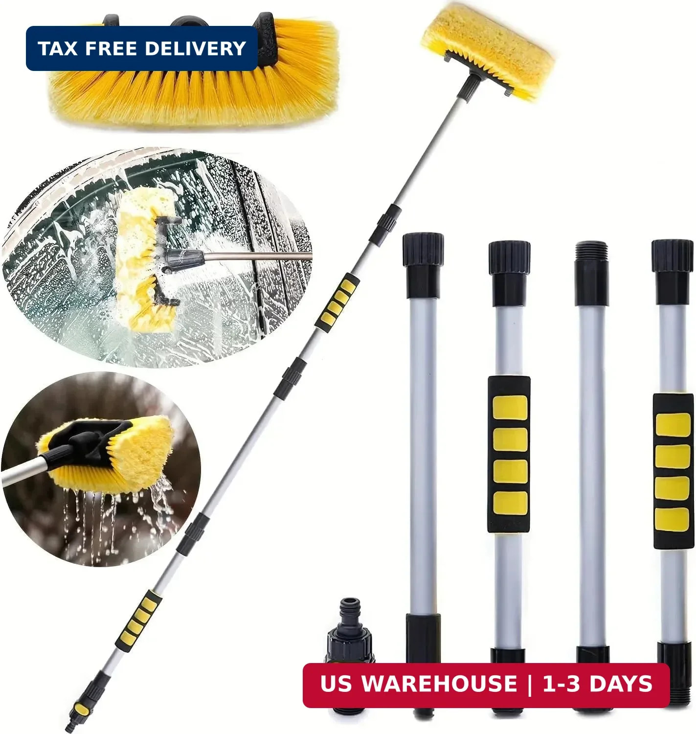 62″ Car Wash Brush with Long Handle Soft Bristle Car Cleaning Brush for Washing