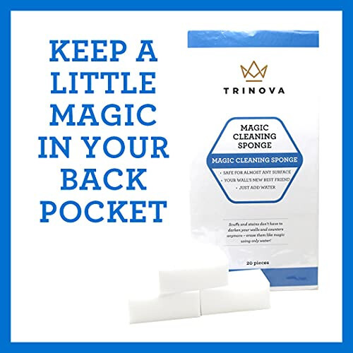 TriNova (20 Pack) Magic Cleaning Eraser Sponge – Best for Hard Surfaces in Kitch