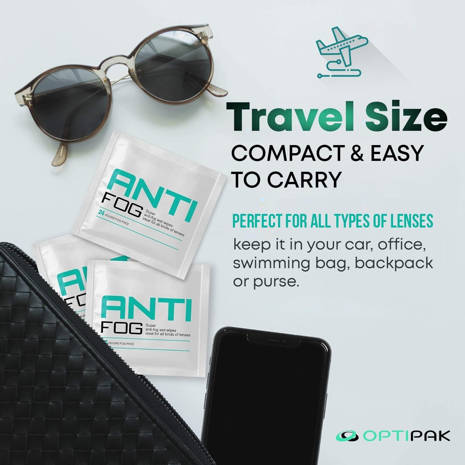 Anti Fog Wipes for Glasses, Binoculars, Face Shields, Ski Masks or Swim