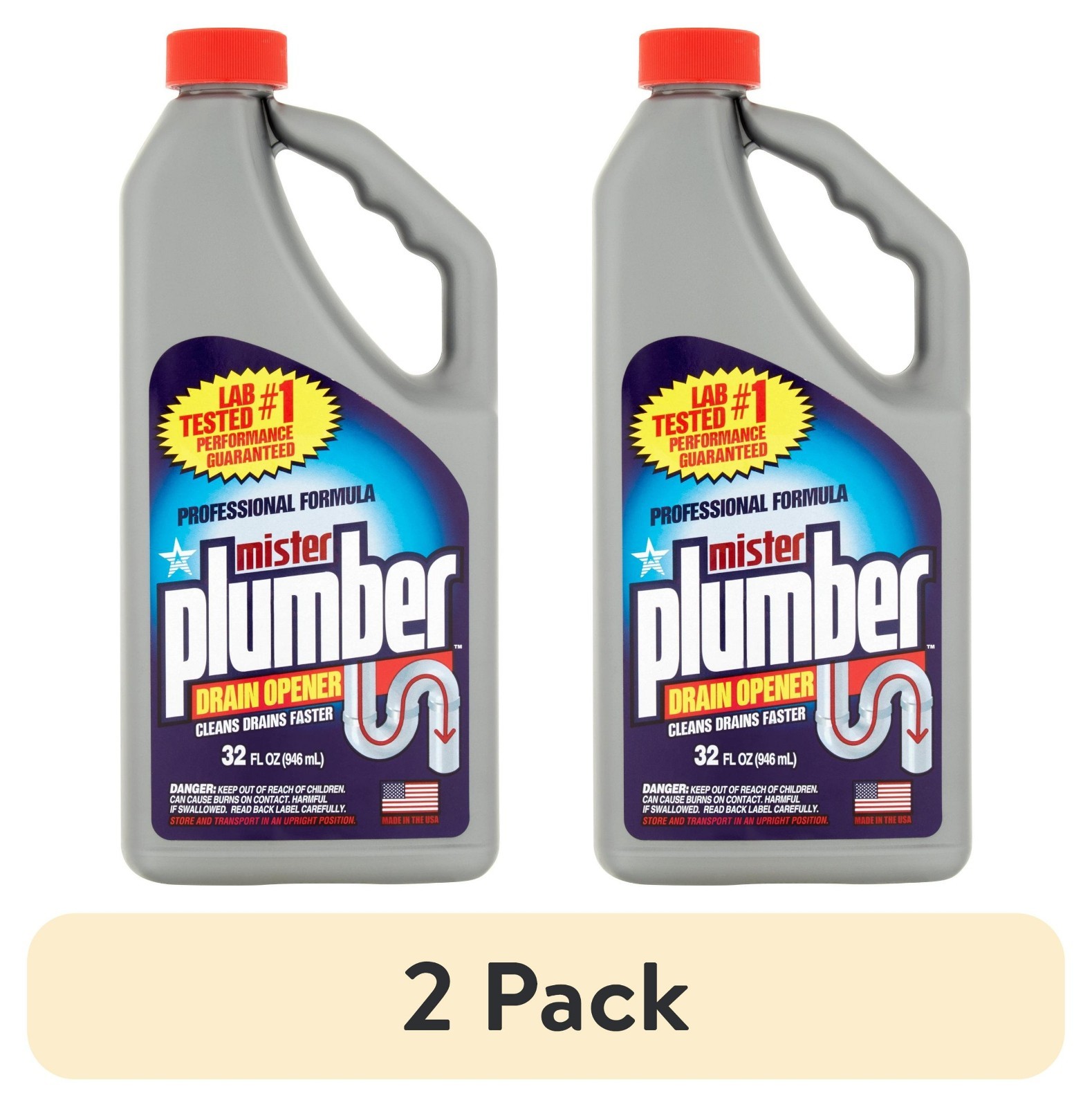 (2 pack) Mister Plumber Professional Formula Drain Opener Liquid 32 fl oz